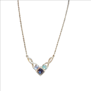Silver Blue Crystal Cocktail Necklace